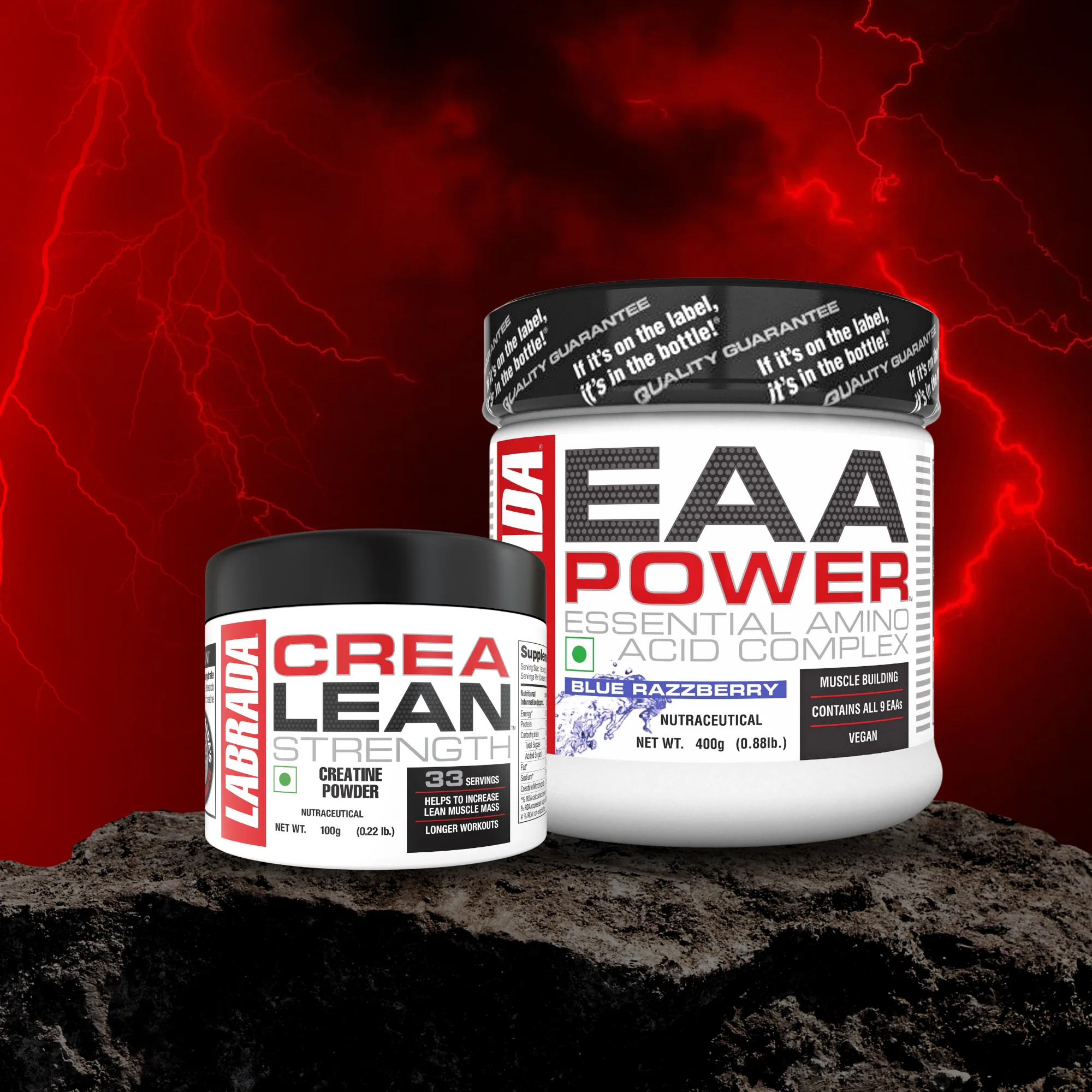 Labrada Crealean Strength Creatine 100g Powder With EAA Power Essential Amino Acid Complex 300g - Image 3