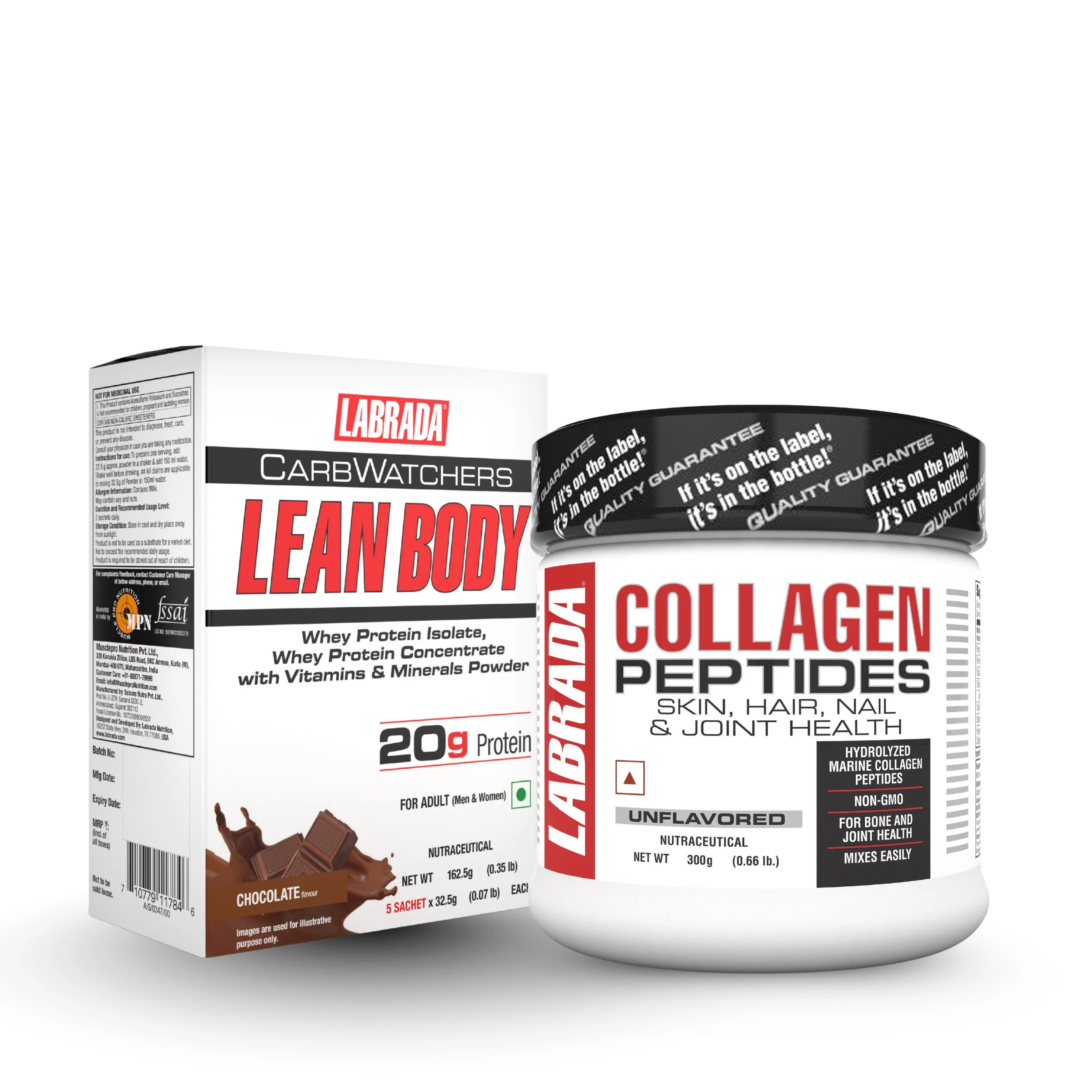 Labrada Lean Body Carb Watchers Chocolate 162.5g with Marine Collagen Peptides 300g - Image 3